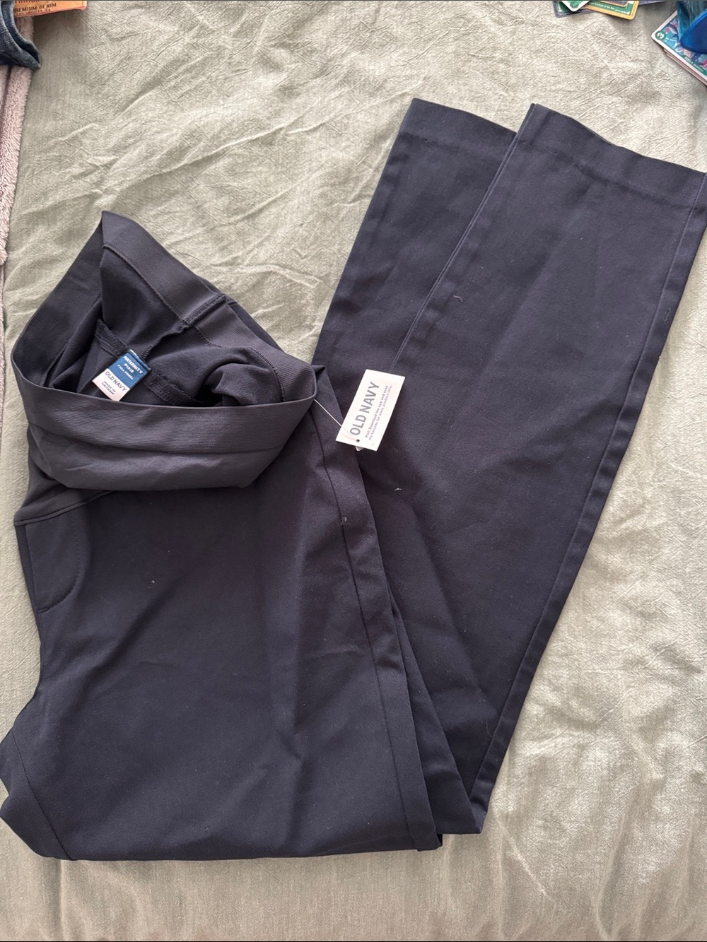 Old Navy Women's Navy Maternity Pixie Full Panel Straight Leg Pants